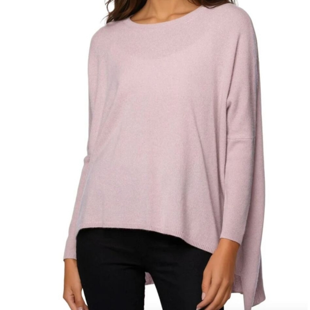 Subtle Luxury Pink Cashmere Sweater Loose And Easy Crew Neck Boxy